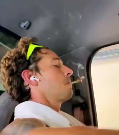 shia lebeouf in his car smoking weed while listening to &ldquo;be yourself&rdquo;