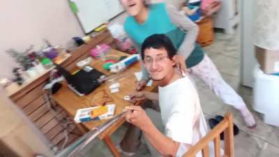 Our first selfie stick came as late as a one year married couple