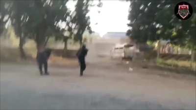Young Force Urban Guerrillas, a specialized unit under the Pakkoku People’s Defense Force, ambushing a vehicle carrying pro-junta Pyusawhti militiamen in Pakkoku Township, Magway Region, Myanmar. December 30th.