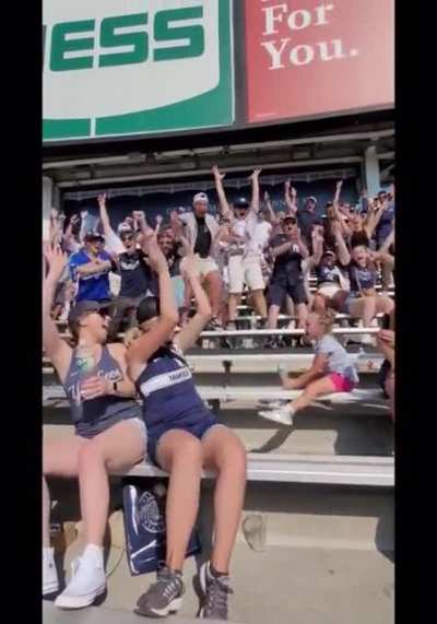 Bleacher creatures go wild for kid&rsquo;s bottle flip.