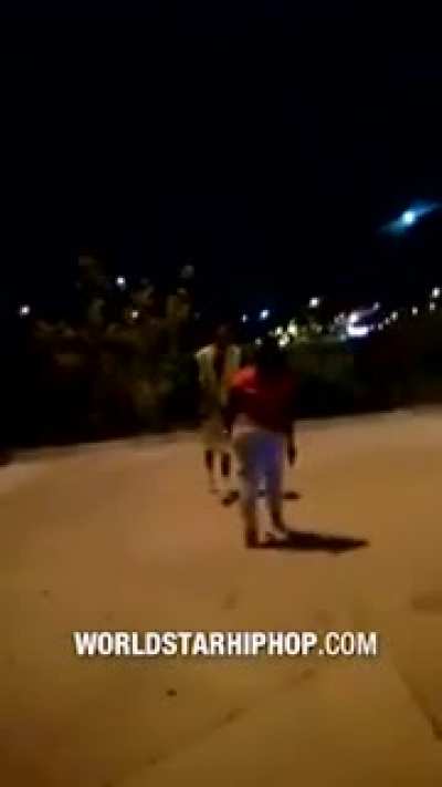 Woman keeps trying to tazer a guy who is trying to break up 2 girls fighting. He gives her several warnings about tazering him. She ignores him and wins a prize