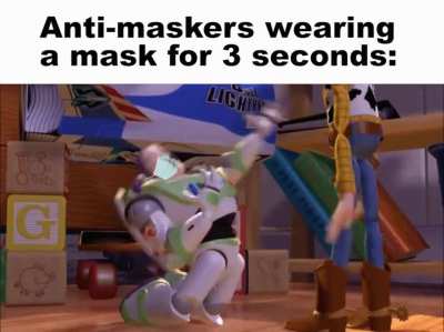 Anti-maskers wearing a mask