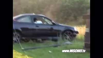 Guy tries to drift a FWD car.