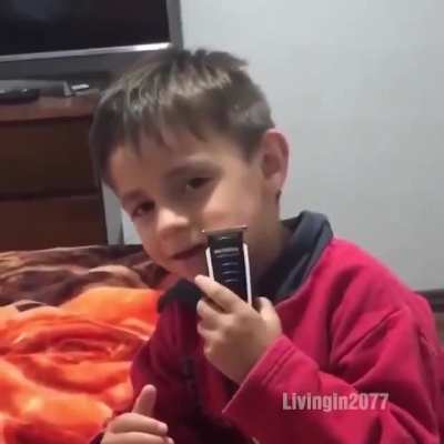 Definitely watch and film as your very young child plays with the razor you gave him. Fantastic idea. Nothing could possibly go wrong.