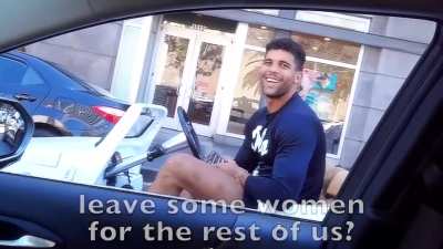 Guy is making a jokes with random people