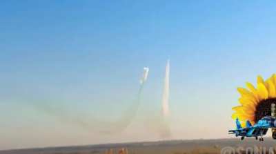 Ukrainian Su-25 lobbying unguided missiles, unknown time and location 