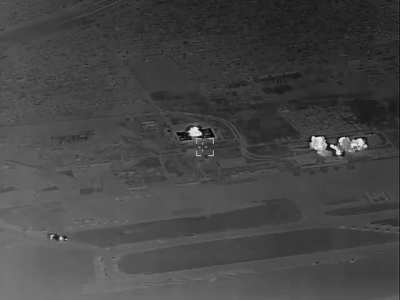 Drone footage of an attack on a Russian UAV storage site near Donetsk airport overnight on April 14. The strike was carried out by the Ukrainian Air Force using Storm Shadow/SCALP cruise missiles and GBU-39 guided bombs.