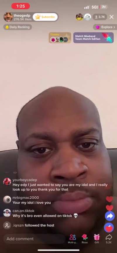 Mans is stroking it on live, he&rsquo;s been far gone