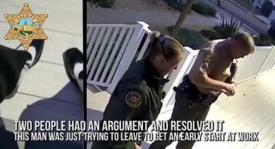 Ventura County Sheriffs made a shambolic and unlawful arrest of a man. The man had refused to ID because he was NOT being charged with a crime. After the Sheriffs drove the man 8 miles to jail, they were immediately commanded to release the man and drive 