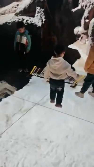 The perceived motion of a stationary floor results in a loss of balance.