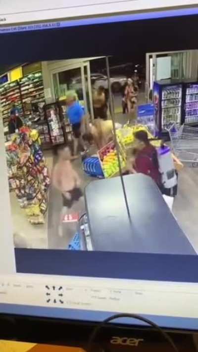 A group of violent teens attempt to jump a store worker (Store Camera)