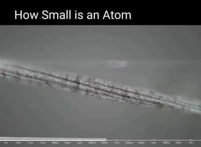 An atom is extremely small&mdash;so small that millions of them can fit across the width of a human hair