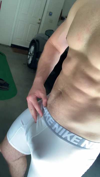 It ain't a workout unless you drop your cock out of your co[m]pression shorts!