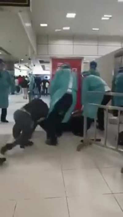 A warm welcome for Covid-infected people at a Chinese airport.