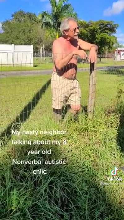 Neighbor calls the cops because he believes autistic child playing in the yard is being "used as a weapon to destroy our peace"