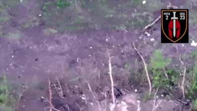 Ukrainian Ground Drone blows up a trench with a mine