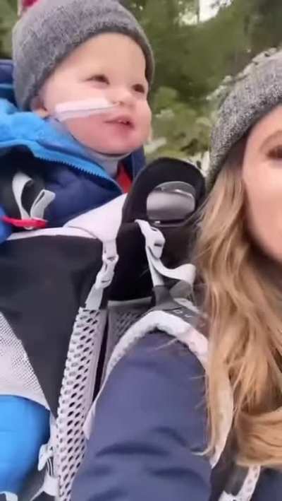 Toddler was paralyzed on the left side of his body after being hit by a car. He didn't give up learning all basic movements again &amp;amp; finally regain function on his left side. Hiking was the best therapy for the brave child.
