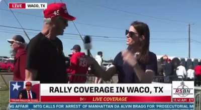 Guy claims he served in the Marines. Reporter says she did too and asks his MOS (Military Occupational Service). He can&rsquo;t say. Then asks him where he served. He can&rsquo;t say. A classic stolen valor case.