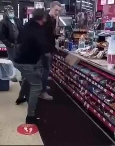 Fuck..dude just explodes a can of soda across dudes face. Can't say he didn't ask for it