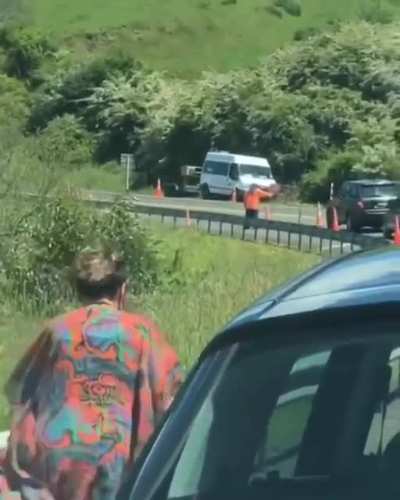 Karen goes to sort out roadwork crew