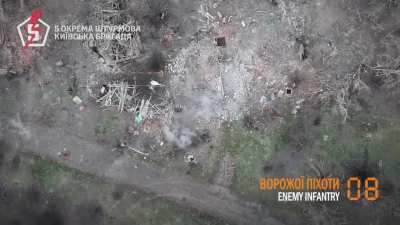 Ukraine's 5th Assault Brigade eliminates an entire Russian assault group with drone-dropped grenades, February 2025