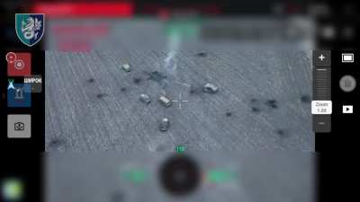 Ukrainian drones and artillery attacking a Russian armored column in Ulakly, Donetsk Oblast. February 2025