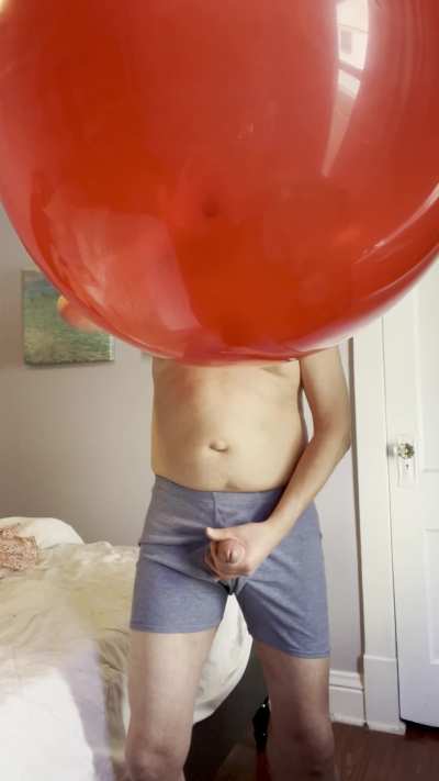 This balloon got so big &amp;amp; tight with each blow that, once I started moaning, it didn&rsquo;t take many strokes to unload all of my cum from my cock!