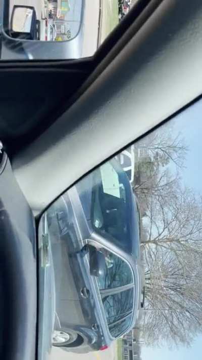 This lady&rsquo;s turn is another 300 feet (90m) from where she got into the turn lane at. Mine is immediately to my left. They claim to have the right of way because they have a handicap tag&hellip;