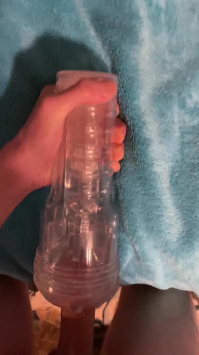 Sliding into my new clear fleshlight 😵&zwj;💫 fuck it feels so good [19M]