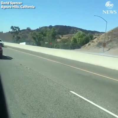 WW2 plane lands on a highway