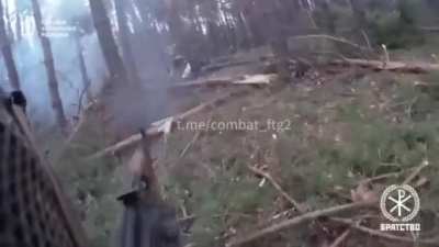 The soldiers from the Brotherhood unit from the GUR raiding a Russian position in the Kruglyakivka area of the Kharkiv region