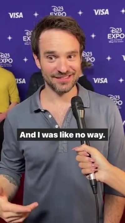 Charlie Cox talks about the first time he went for suit fitting in LA and being mesmerized by the Gold and Red suit, "I was like no way"