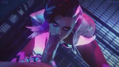Sombra sucks the tip (Yeero, Volkor) [Overwatch]