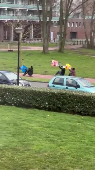 They were making the most of the storm