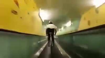 Cyclist tastes the wall
