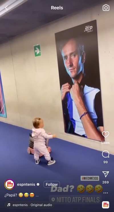 Daniil Medvedev&rsquo;s daughter runs into him in Turin