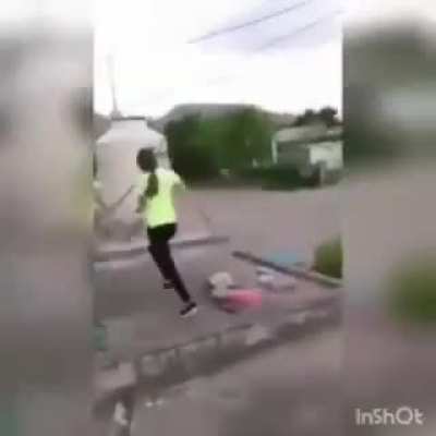 When you forget you were on the roof