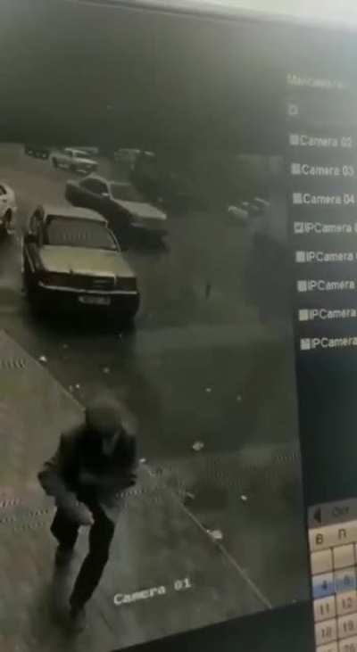 CCTV recording of Armenian smerch rocket hitting civilian area in Barda City, Azerbaijan