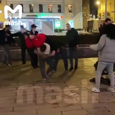 Street brawl turns into pro wrestling