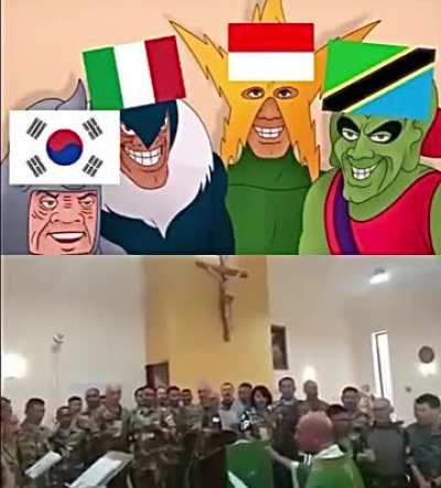 One of the weirdest collab&hellip;&hellip;. Korean, Italian, Indonesian and Tanzanian soldiers in church singing an Indonesian christian song