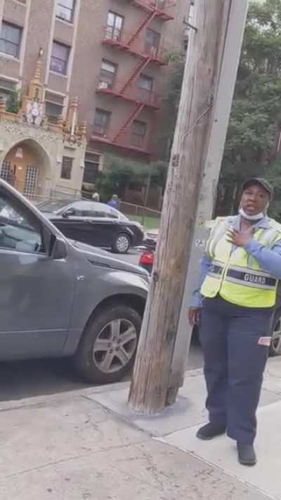 This crossing guard has called me a f-ggot 4 times in the last week then tries to play it off like she's on the phone. Sound on.