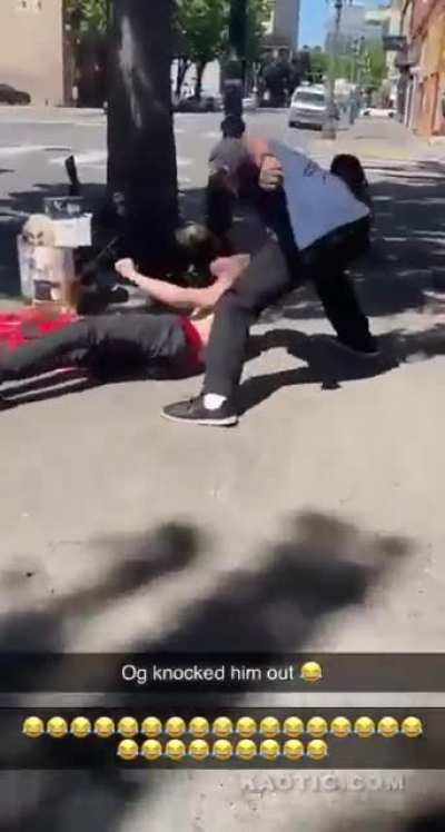 Old dude delivers KO