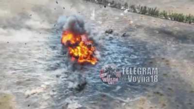 Russian turtle tank with a mine trawl neutralizes a mine, then another mine neutralizes the turtle tank.