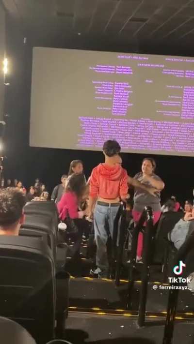 This insane woman let her granddaughter watch YouTube videos on max volume through the Barbie Movie, and then attacked this girl