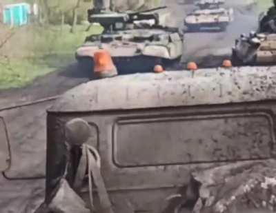 Looks like who said "Russia isn't sending their best" wasn't completely lying. A column of BMPT Terminators recorded somewhere in the Donbass.