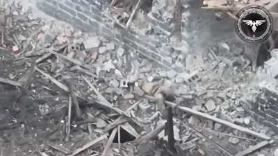 Russian soldier is shot by a sniper - drone POV