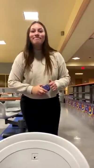 Bowling alley etiquette... cuts off when she charges at the end