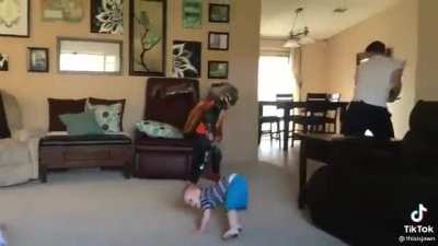 Father fighting with kids