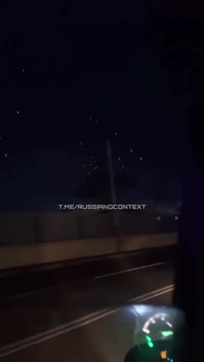 Ukrainian UAV attack on Novorossiysk and anti-air defense activity in the area. Apparent impact on the port at 01:00 and 01:03. May 17, 2024. 