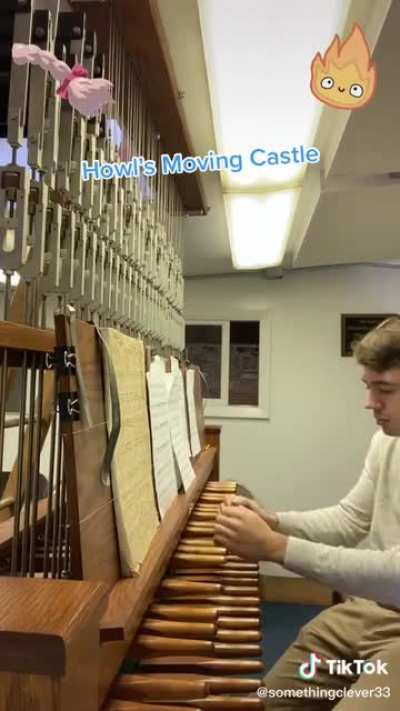 A carillon keyboard uses bells to produce music! This one is housed in his university&rsquo;s clock tower